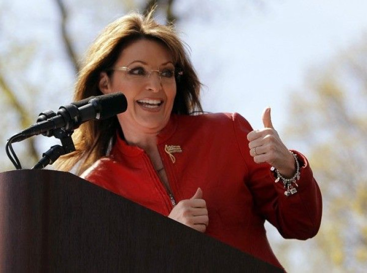 Former Alaska Governor and 2008 Republican vice presidential nominee Sarah Palin speaks at a Tea Party Express rally. 
