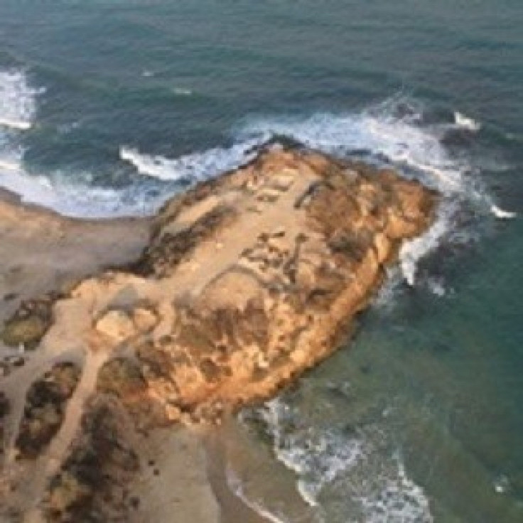 An aerial view of the promonotory on which Yavneh-Yam is located.