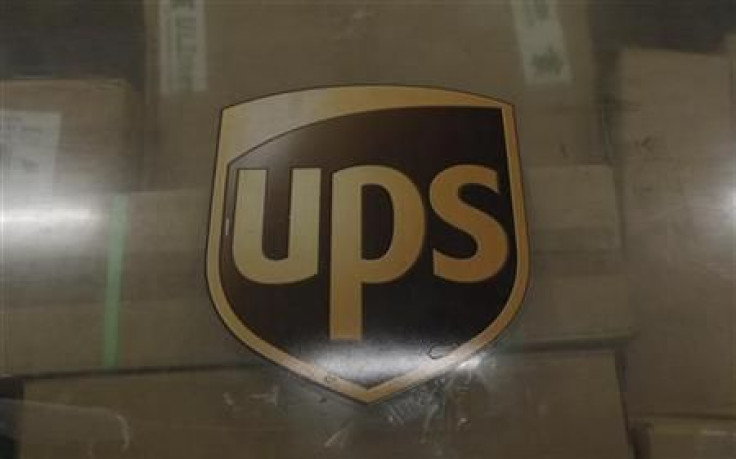 The emblem of of United Parcel Service is seen at the cargo center at the Cologne/Bonn airport near Cologne