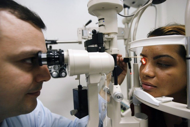 Mardeliz Belisario, 25, has her eyes checked by a Venezuelan government doctor during a visit organized for the media in La Guaira