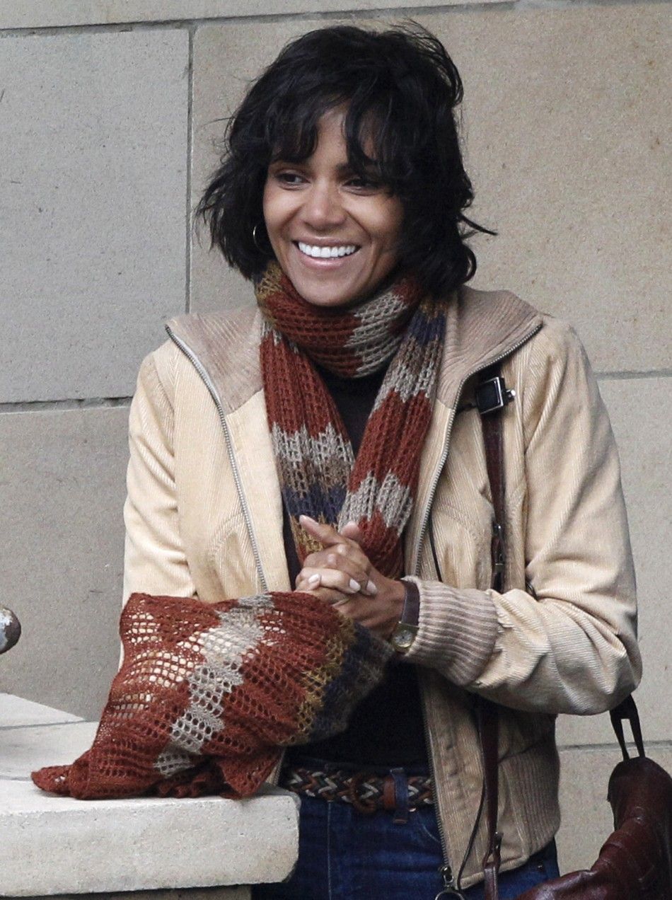 Actress Halle Berry smiles during filming of quotCloud Atlasquot in Glasgow, Scotland 