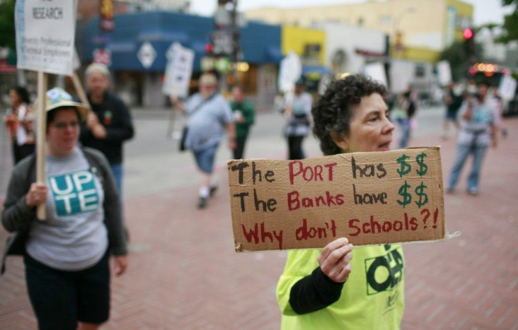 Faculty and students gather to protest budget cuts during rally at University of California Berkeley