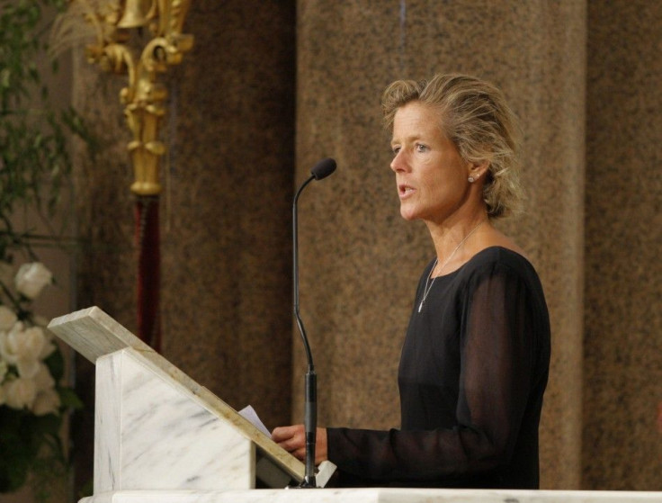 File photo of Kara Kennedy Allen, daughter of U.S. Senator Edward Kennedy, speaking during her father&#039;s funeral service in Boston