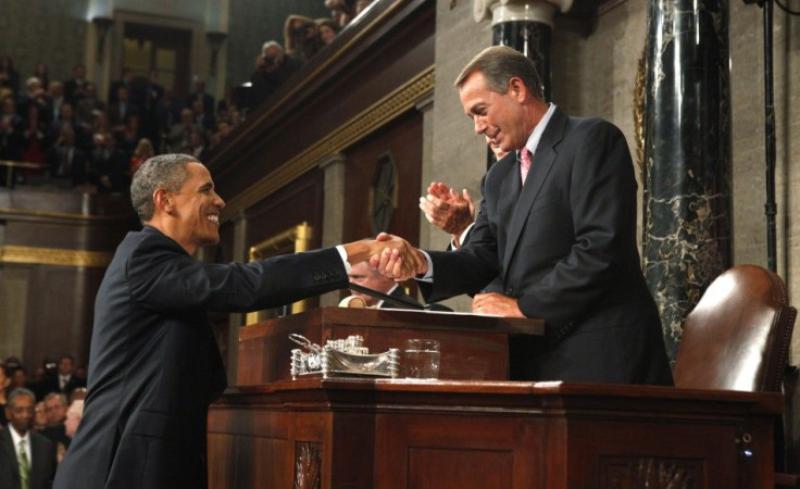 Obama and Boehner at jobs speech