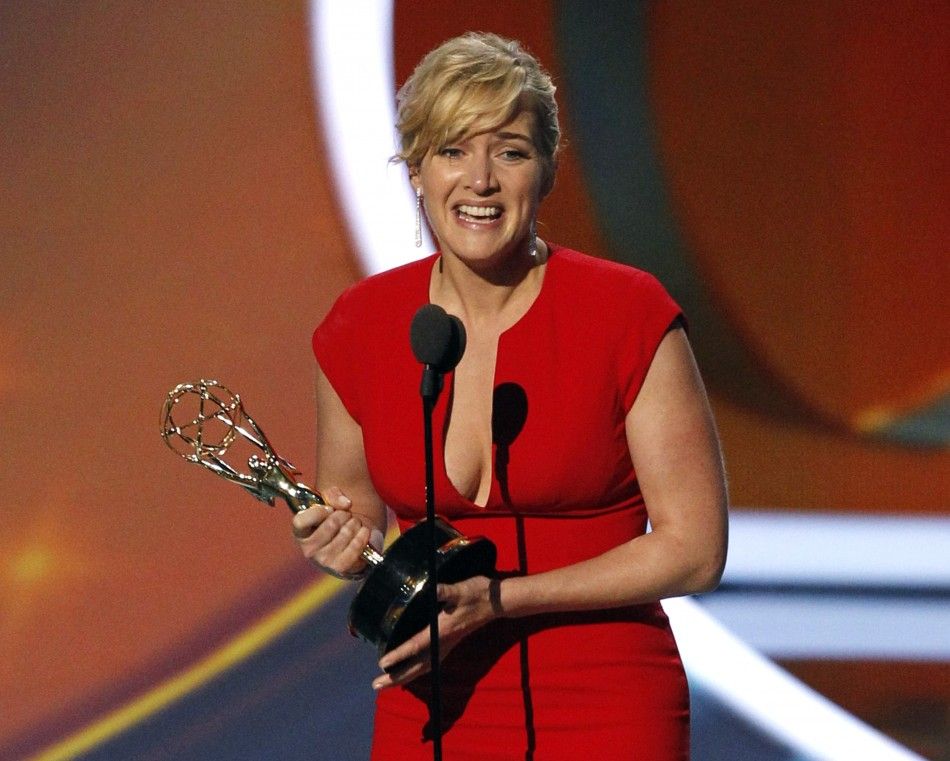 Kate Winslet accepts the award for outstanding lead actress in a miniseries or movie for quotMildred Piercequot at the 63rd Primetime Emmy Awards in Los Angeles