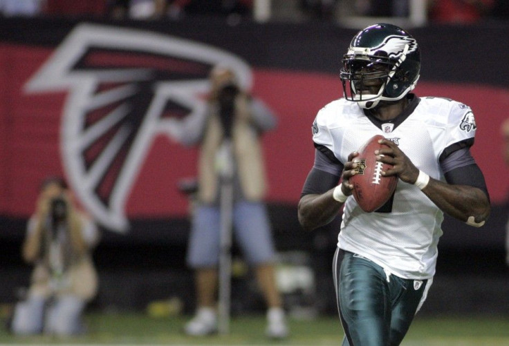 Eagles quarterback Vick looks to throw in his return to play the Atlanta Falcons as the starter for the Eagles, in the first half of their NFL football game in Atlanta.
