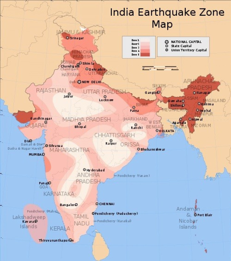 India earthquake zone map