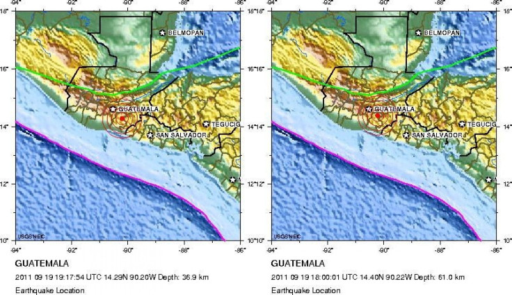 Location Maps of 4.8 magnitudes earthquakes in Guatemala. PHoto: U.S.G.S