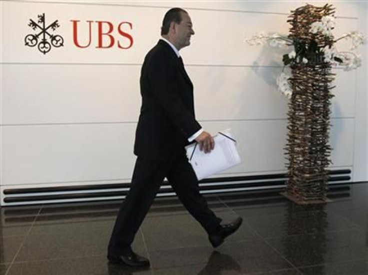 File photo of UBS CEO Grubel arriving for company results news conference in Zurich