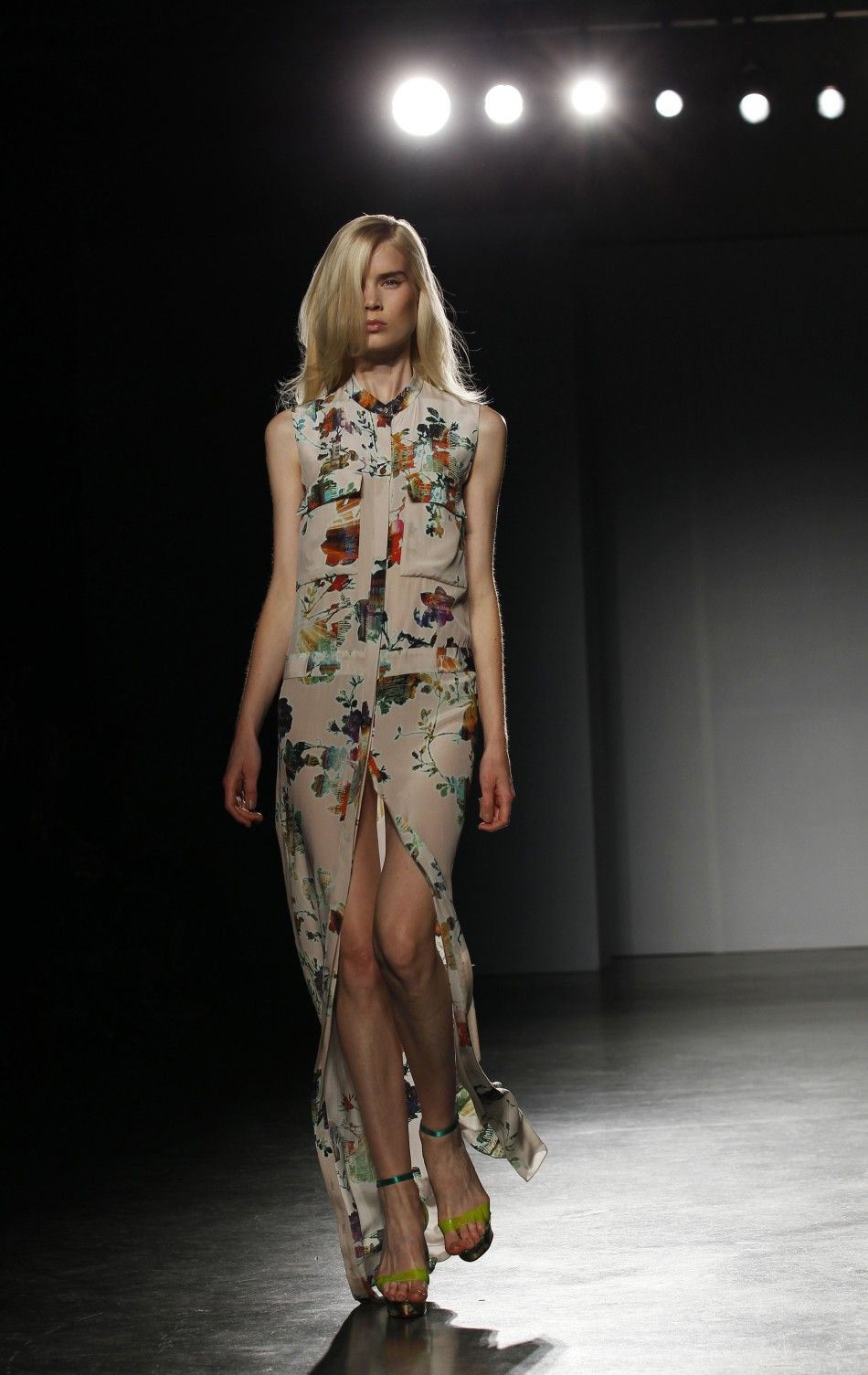 A model presents a creation from the Matthew Williamson 2012 SpringSummer collection during London Fashion Week