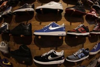 Nike shoes on display.