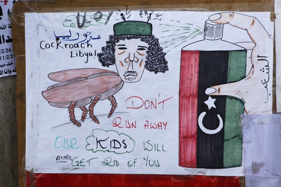 Graffiti depicting Col Muammar Gaddafi