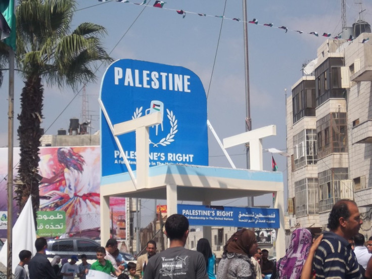 Palestinians rally in Ramallah, West Bank in support of statehood bid at UN