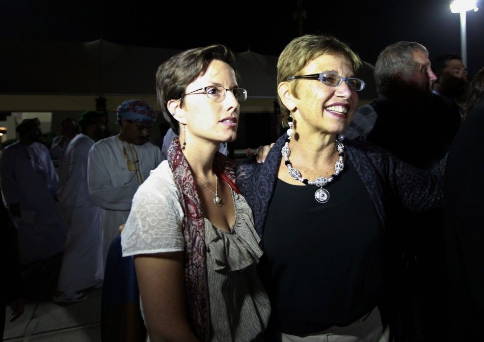 Laura Fattal, mother of Josh Fattal and Sarah Shourd wait for the arrival of Josh and Shane Bauer, U.S. hikers who were held in Iran on charges of espionage, in Muscat after their release from Tehrans Evin prison