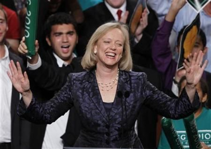 Meg Whitman gives her concession speech during her election night rally in Los Angeles