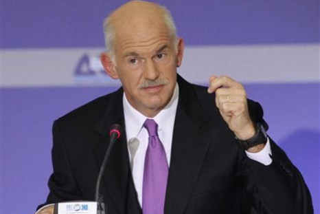 Greece's Prime Minister George Papandreou delivers a speech during a news conference in Thessaloniki