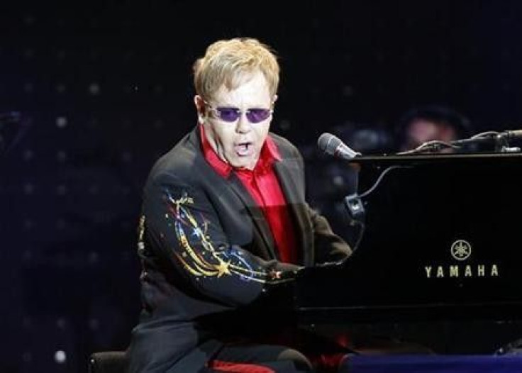 British singer Elton John performs during his concert in Istanbul