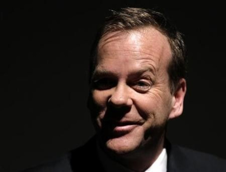 Cast member of &#039;&#039;24&#039;&#039; Kiefer Sutherland answers a question during a promotional event in Tokyo