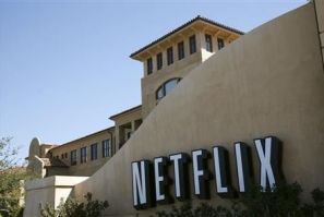 A sign is shown at the headquarters of Netflix in Los Gatos, Calif.