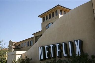 A sign is shown at the headquarters of Netflix in Los Gatos, Calif.