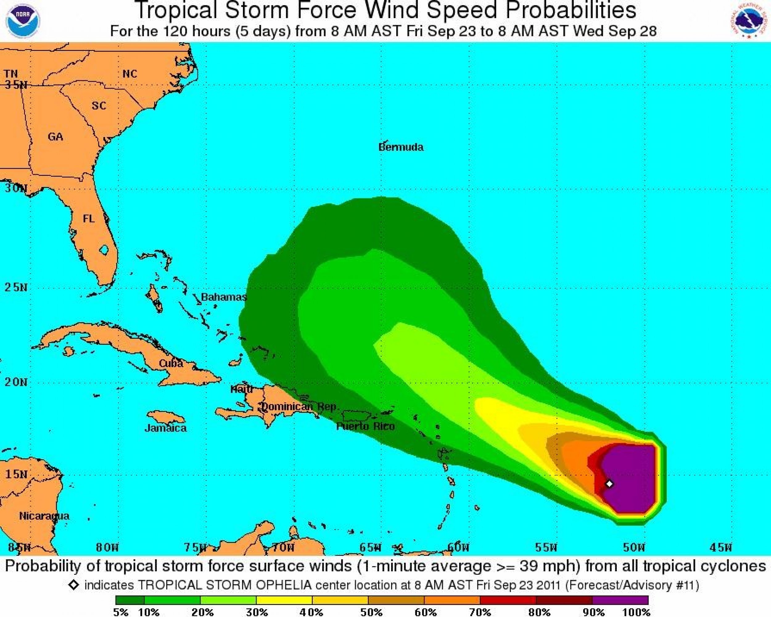 Tropical Storm Ophelia039s path