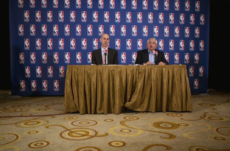 National Basketball Association commissioner David Stern answers questions with deputy commissioner, Adam Silver, regarding failed contract negotiations between the NBA and the players association in New York