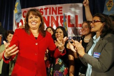 Christine O'Donnell celebrates her win in the Republican primary. in 2010