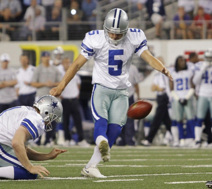 Dallas Cowboys Dan Bailey kicks the game-winning field goal against the Washington Redskins in their NFL game in Texas