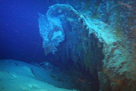 The image shows the torpedo hole in the area in which German U-boat Captain