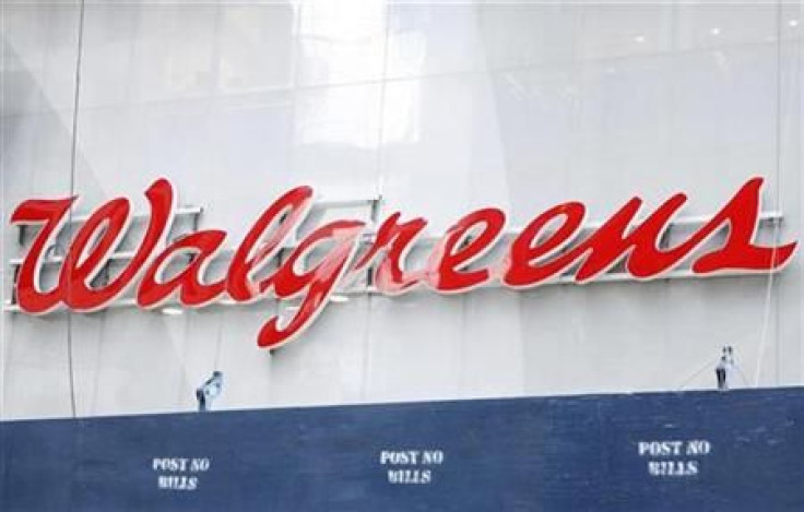 A Walgreens sign can be seen above Times Square in New York