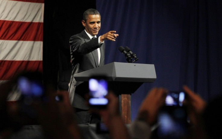 U.S. President Barack Obama participates in an election campaign rally in Los Angeles