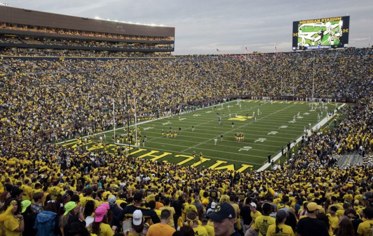 Michigan Stadium is seen before the start of the NCAA college football game between University of Michigan and Notre Dame in Ann Arbor.