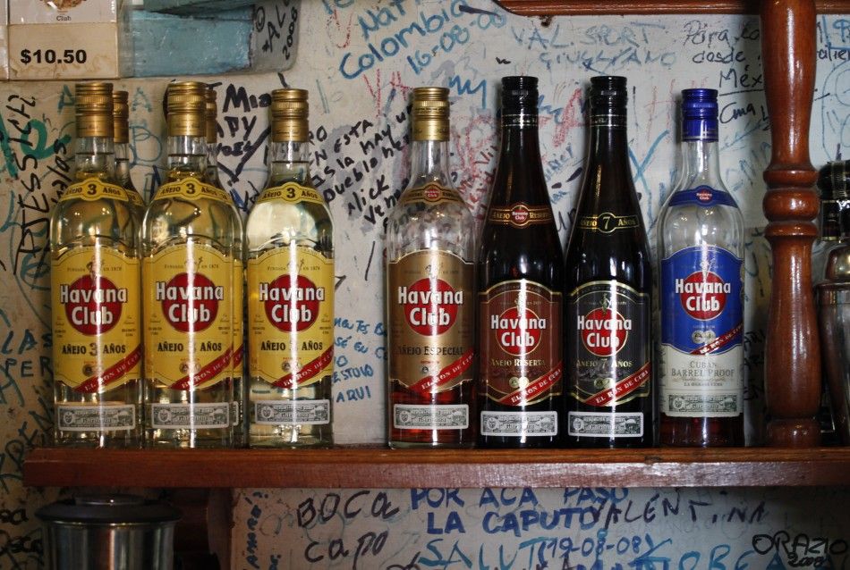 Havana Club rum in display in Old Havana