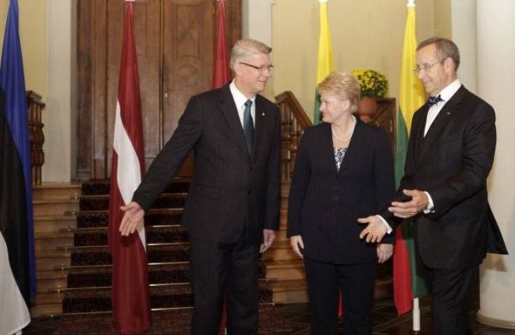  Latvia's President Zatlers pose for media with his counterparts Ilves of Estonia and Grybauskaite of Lithuania during their meeting in Riga