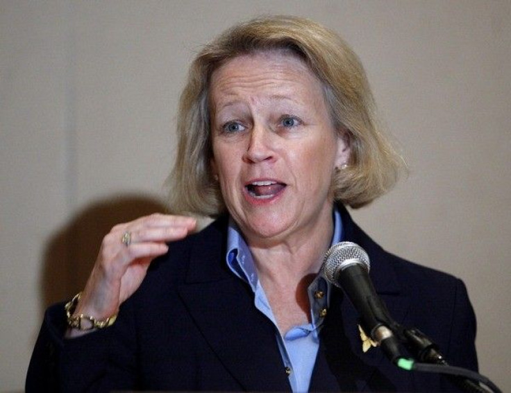 Mary Schapiro, Chairman of the American Securities & Exchange Commission, delivers the keynote address at the New York Financial Writers' Association annual awards dinner in New York June 18, 2009.