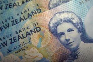 Reserve Bank of New Zealand dollar notes are pictured in Singapore