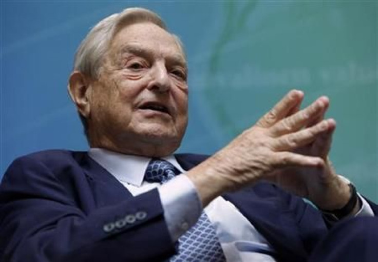 Billionaire investor Soros speaks at a forum during the annual IMF-World Bank meetings in Washington