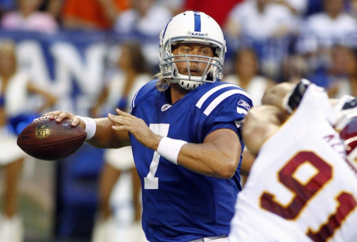 The Colts' Curtis Painter looks to pass the football during a preseason NFL football game in Indianapolis