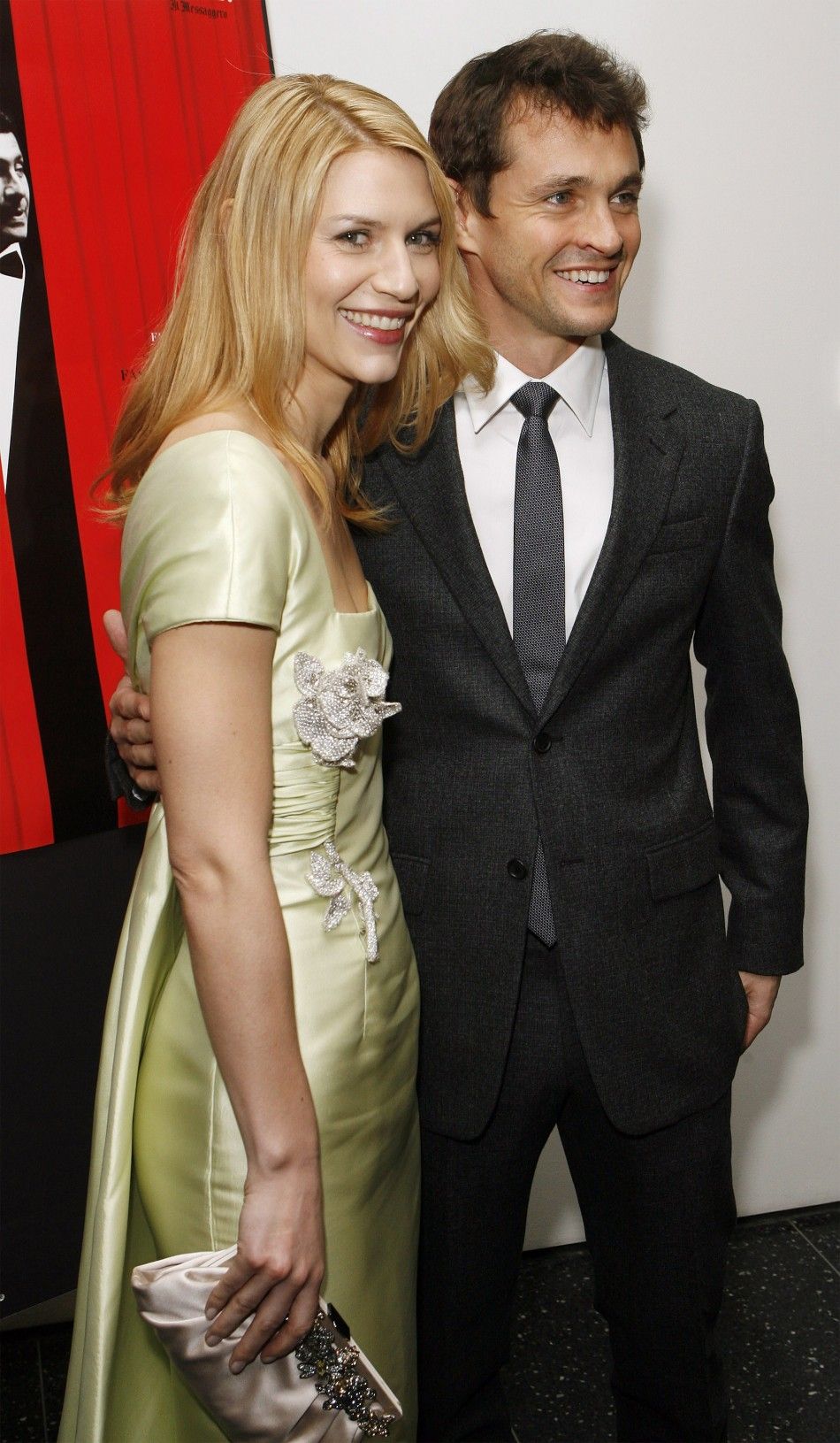 Actress Claire Danes arrives with actor Hugh Dancy at the premiere of the film quotValentino The Last Emperorquot in New York