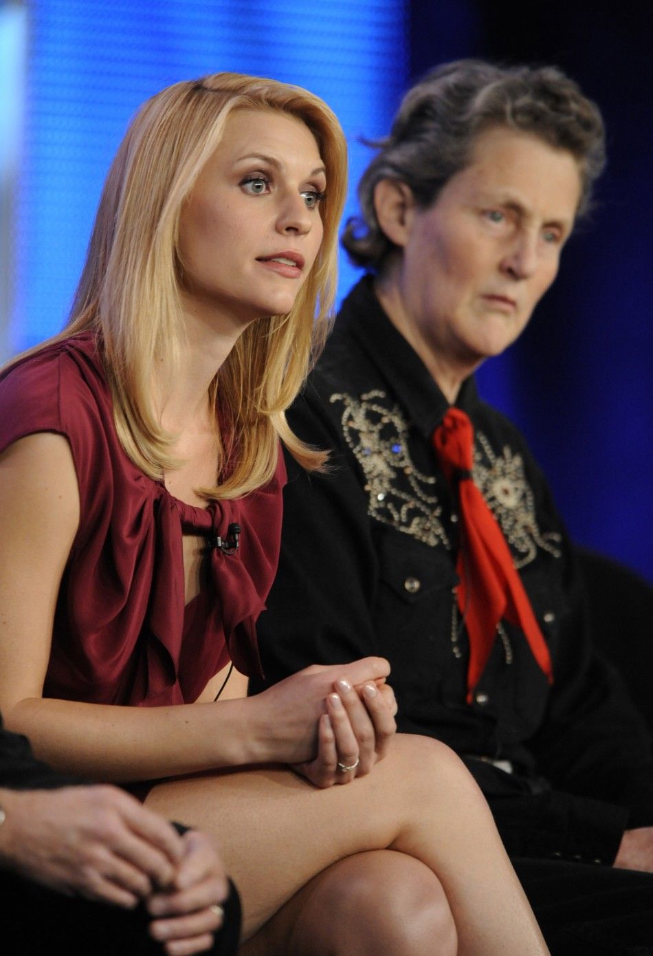 Actress Claire Danes and Dr. Temple Grandin participate in a panel for HBOs quotTemple Grandinquot during the HBO sessions of the Television Critics Association winter press tour in Pasadena