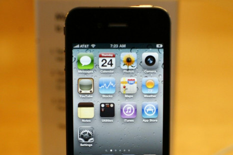  An iPhone 4 is displayed at the Apple Store 5th Avenue in New York