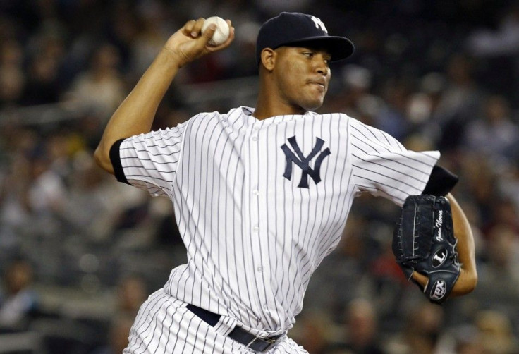 Yankees starting pitcher Nova throws against the Tampa Bay Rays during their MLB American League baseball game in New York