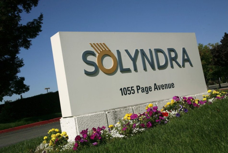 A sign at the entrance to the headquarters of bankrupt Solyndra LLC is shown in Fremont