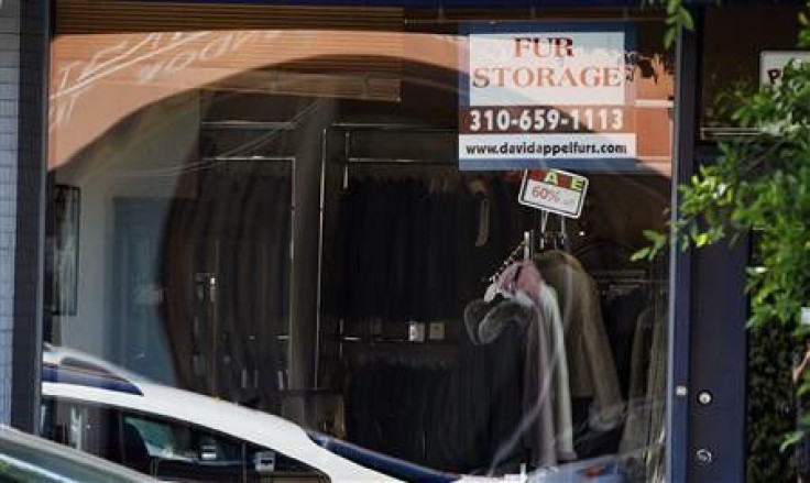 The display window of a fur store is pictured in West Hollywood, California