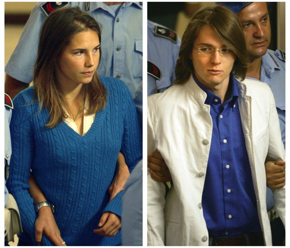 A combination photo shows Amanda Knox of the U.S. L and Italian national Raffaele Sollecito, suspects in the murder of British student Meredith Kercher last year, arriving with penitentiary police to a court hearing in Perugia