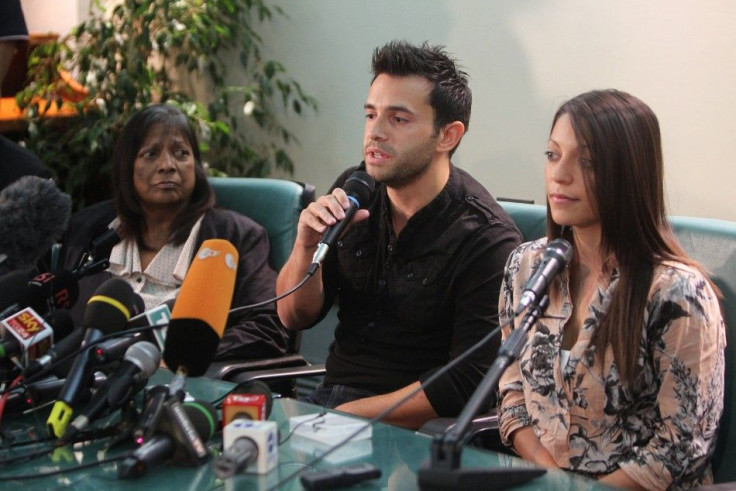 British student Meredith Kercher's family members, mother Arline, brother Lyle and sister Stephanie, attend a news conference in Perugia