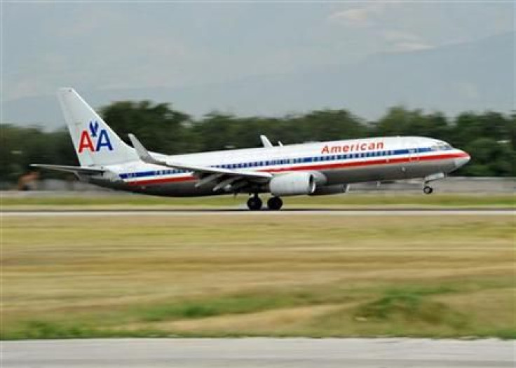 An American Airlines jet touches down at the airport in Port-au-Prince