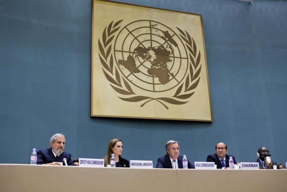 UNHCR Goodwill Ambassador Angelina Jolie attends an annual meeting of UNHCRs governing executive committee in Geneva