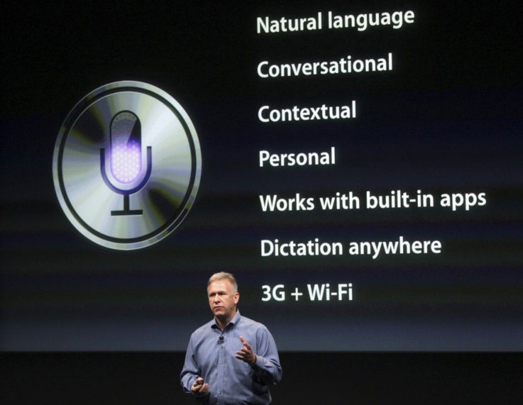 Philip Schiller, Apple's senior vice president of Worldwide Product Marketing, speaks about Siri voice recognition and detection on the iPhone 4S at Apple headquarters in Cupertino, California