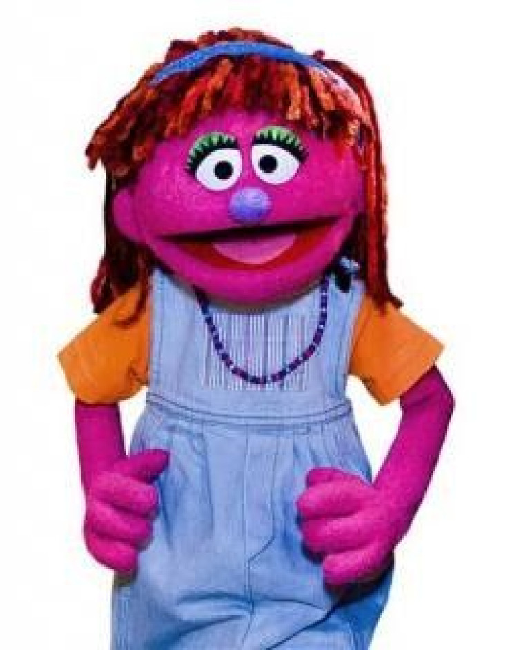 New Muppet character Lily, whose family has an ongoing struggle with hunger, is seen in an undated handout image.